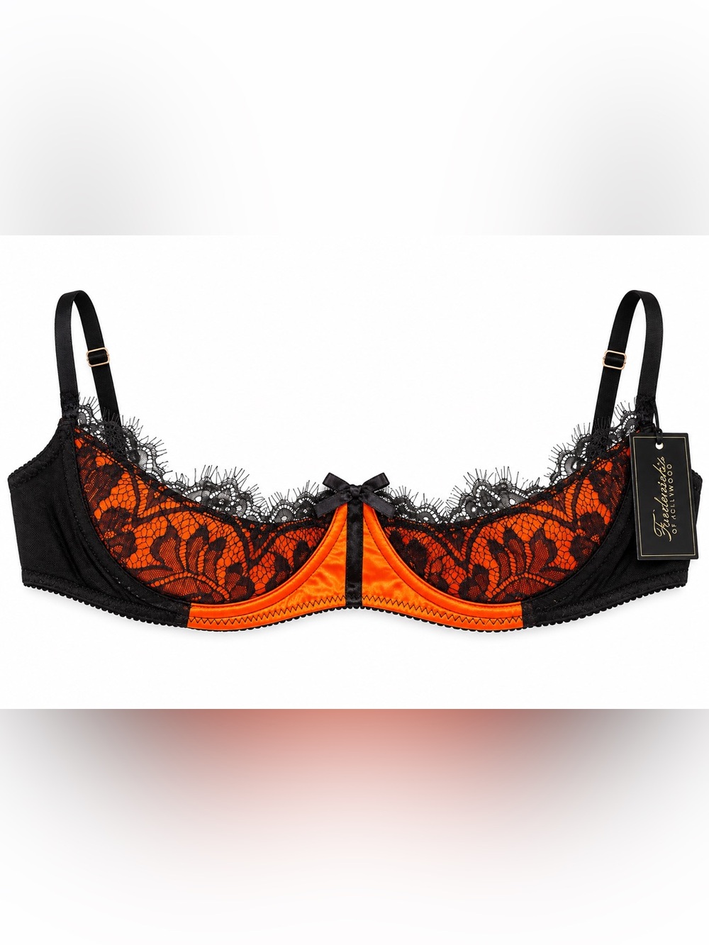 Frederick’s If Hollywood Orange & Black Lace Lifting Bra (12- Large)